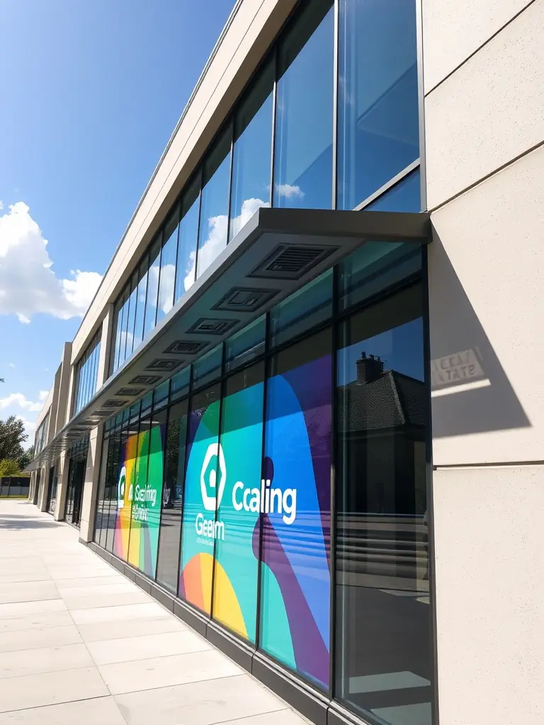 A modern office building exterior, showcasing a prestigious business address, representing the Basic Virtual Office Package.