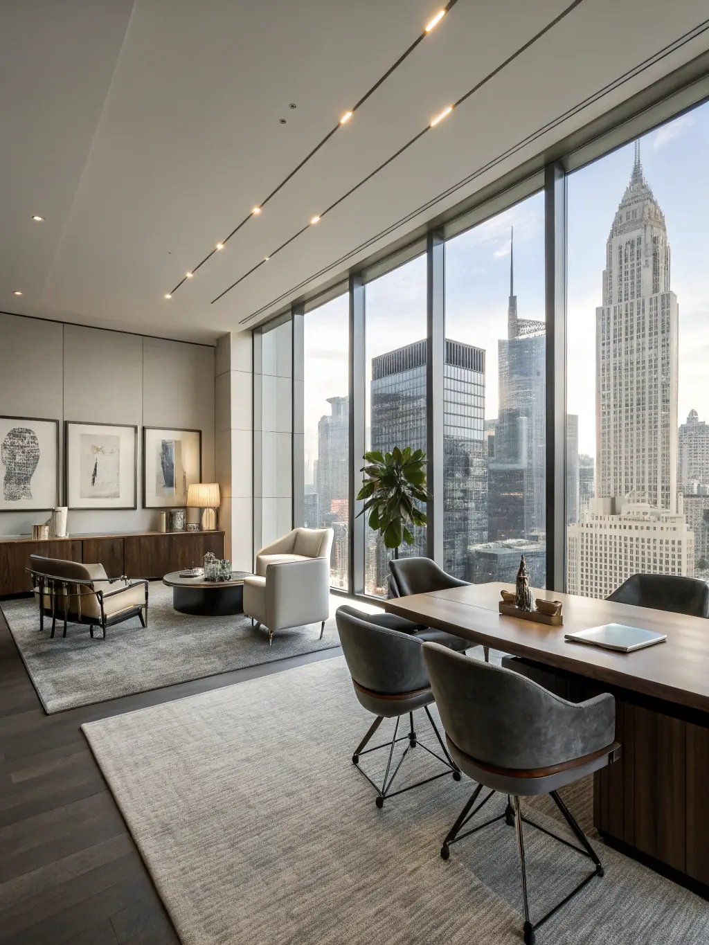 A contemporary office space in London, England, emphasizing First Officium's international virtual office solutions.
